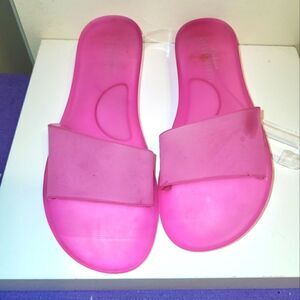 Anthropologie x Matisse Hot Pink Clear Jelly Slide Sandals sz.7/38 MSRP $68